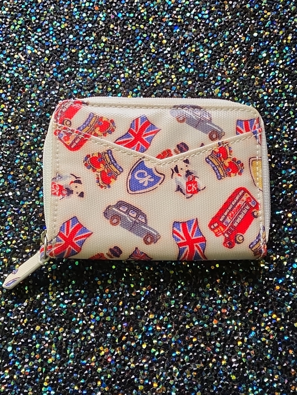 NWOT Cath Kidston Cream Wallet with Red & Blue British Icon Print